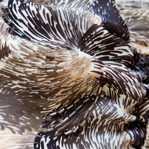 Halston Heritage Silk Beaded Cocktail Dress Size 4 - Picture 4 of 14